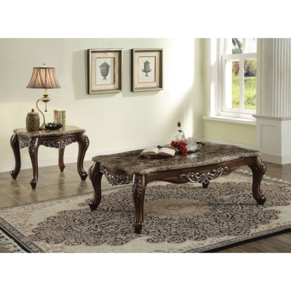 ACME Latisha Natural Marble Top & Antique Oak End Table Model 82147