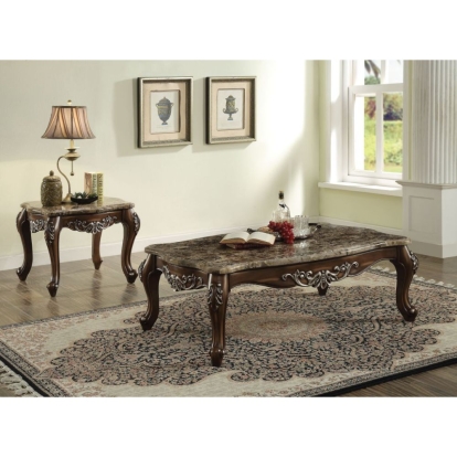 ACME Latisha Natural Marble Top & Antique Oak Coffee Table Model 82145