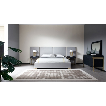 Modrest Athena & Rothsay Modern Grey Fabric + Wenge + Gold Bedroom Set Light Grey Bedroom Set 82149 VGVC-BD2233-SET