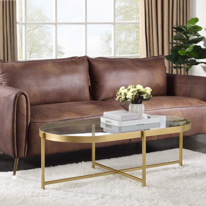 ACME Charrot Clear Glass & Gold Coffee Table Model 82305