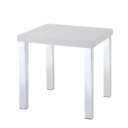 ACME Harta White High Gloss & Chrome End Table Model 82332