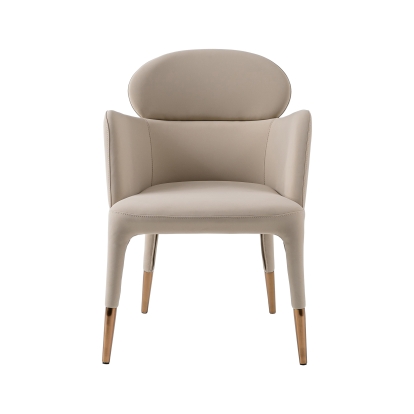 Modrest Shannon Modern Beige Vegan Leather + Rosegold Dining Chair Beige Dining Chair 82439 VGVC-B022A-BGE
