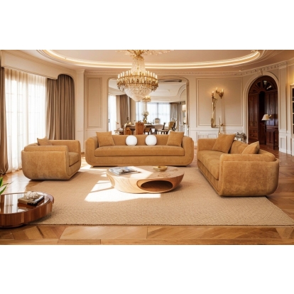 Divani Casa Tiene Modern Orange Fabric Sofa Set Orange Sofa Set 83480 VGAH-SF1011-SET