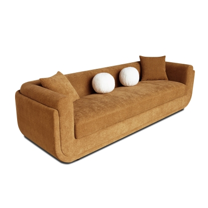 Divani Casa Tiene Modern Orange Fabric 4-Seat Sofa Orange Sofa 82476 VGAH-SF1011-4