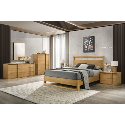 LA Furniture Queen Berlin Modern Natural Oak Bedroom Set VGMA-BR-92-SET-NAT-Q Contemporary Style by Vig Furnitrue Number 82714 Catch Home Goods