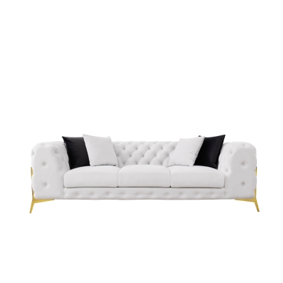 Divani Casa Clarice Transitional Light Beige Velvet Sofa Set Beige Sofa Set 82505 VGAH-SF1013-SET-BGE