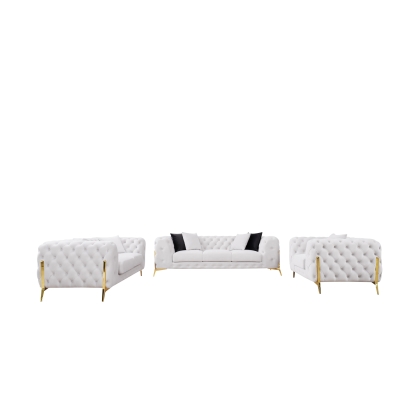 Divani Casa Clarice Transitional Light Beige Velvet Sofa Set Beige Sofa Set 82505 VGAH-SF1013-SET-BGE