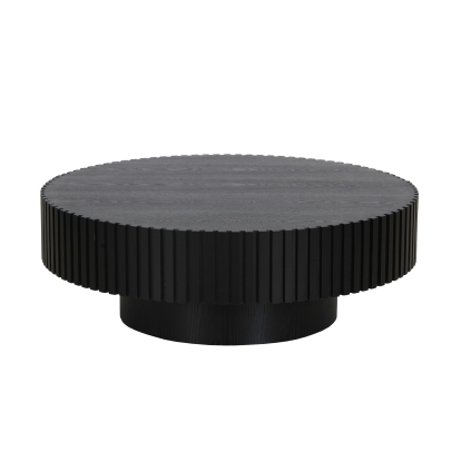 Modrest Pierre Modern Black Ash Large Round Coffee Table Black Coffee Table 82601 VGDW-DW4023-LRG-BLK