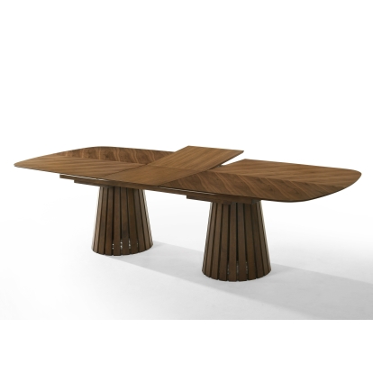 Modrest Truman Mid-Century Modern Walnut Extendable Dining Set Walnut Dining Set 82790 VGMA-MIT-5346-MI-1240
