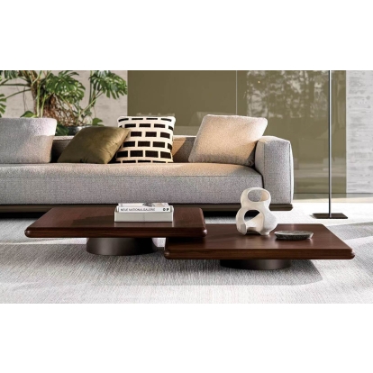 Modrest Valley Modern Walnut + Titanium Coffee Table Set Walnut Coffee Table 83119 VGIP-ST798AB