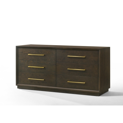 Modrest Manhattan Contemporary Brown Oak and Gold Dresser Brown Dresser 82802 VGMA-BR-127-DRS-CRY