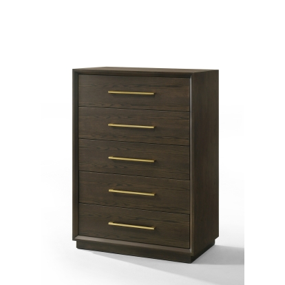 Modrest Manhattan Contemporary Brown Oak and Gold Chest Cherry Chest 82803 VGMA-BR-127-CST-CRY