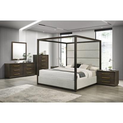 LA Furniture Queen Manhattan Contemporary Canopy Cherry Bedroom Set VGMA-BR-127-SET-CRY-Q Contemporary Style by Vig Furnitrue Number 82805 Catch Home Goods