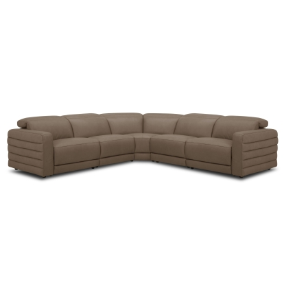 Divani Casa Bianca Modern Brown Leather Sectional Sofa with 3 Recliners Beige Sectional Sofa 82807 VGKV-KM.6361-SECT-MOCHA