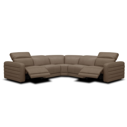 Divani Casa Bianca Modern Brown Leather Sectional Sofa with 3 Recliners Beige Sectional Sofa 82807 VGKV-KM.6361-SECT-MOCHA