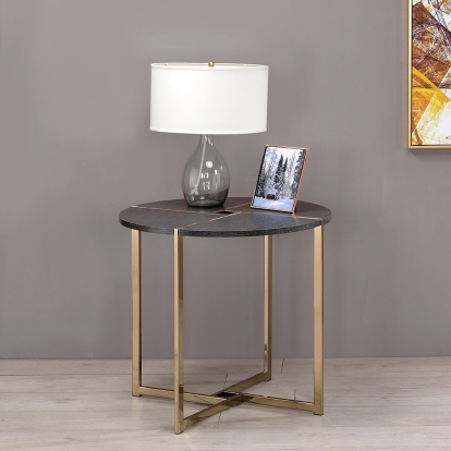 ACME Bromia Black & Champagne End Table Model 83007