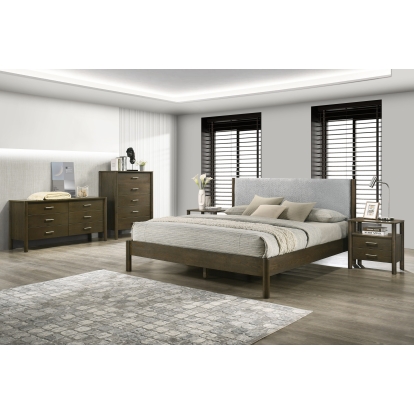 LA Furniture Eastern King Carolina Modern Grey Fabric + Wenge Bedroom Set VGMA-BR-167-SET-WNG-EK Contemporary Style by Vig Furnitrue Number 83039 Catch Home Goods