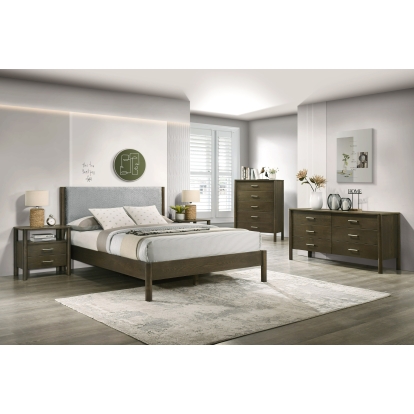 Modrest Carolina Modern Grey Fabric + Wenge Bedroom Set Wenge Bedroom Set 83038|83039 VGMA-BR-167-SET-WNG