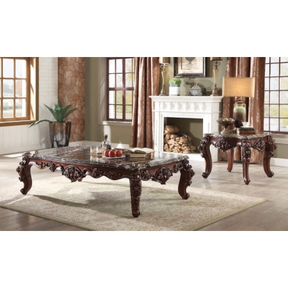 ACME Forsythia Natural Marble Top & Walnut Coffee Table Model 83070