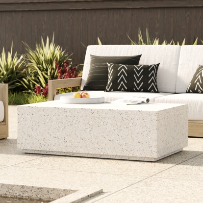 Modrest Fresno Modern Terrazzo Concrete Coffee Table Beige Coffee Table 81857 VGGR-689980-TER
