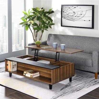ACME Avala Walnut & Black Coffee Table with Lift Top Model 83140