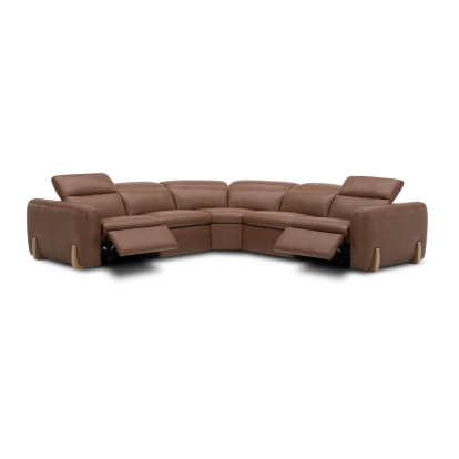 Divani Casa Conrad Modern Brown Leather Sectional Sofa with 3 Recliners Brown Sectional Sofa 83144 VGKV-KM.856-BRN