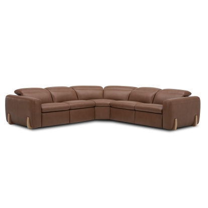Divani Casa Conrad Modern Brown Leather Sectional Sofa with 3 Recliners Brown Sectional Sofa 83144 VGKV-KM.856-BRN