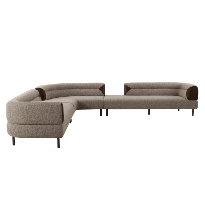 Divani Casa Plume Modern Brown Fabric Sectional Sofa Brown Sectional Sofa 83146 VGOD-ZW-24014-BRN