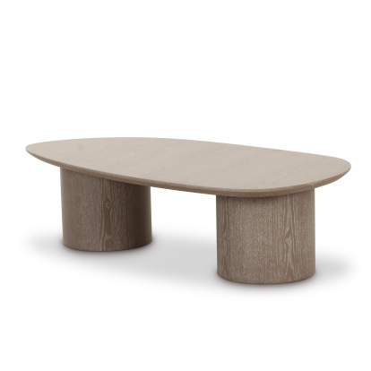 Modrest Connie Modern White Oak Oval Coffee Table Oak Coffee Table 83160 VGOD-LZ-370C-A