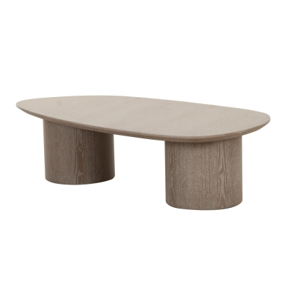 Modrest Connie Modern White Oak Oval Coffee Table Oak Coffee Table 83160 VGOD-LZ-370C-A