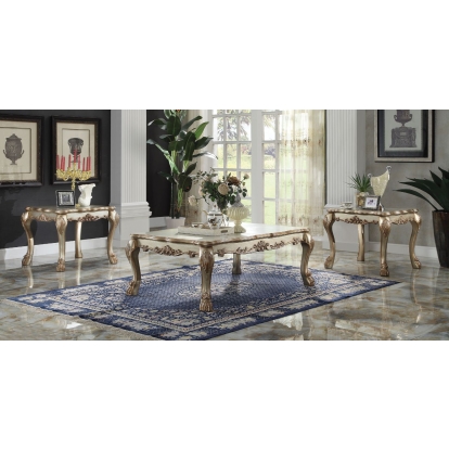 ACME Dresden Gold Patina & Bone Coffee Table Model 83160
