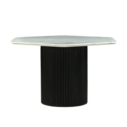 Modrest Rivas Modern White Marble + Black Hex Dining Table Black Dining Table 83188 VGNR-NI90201