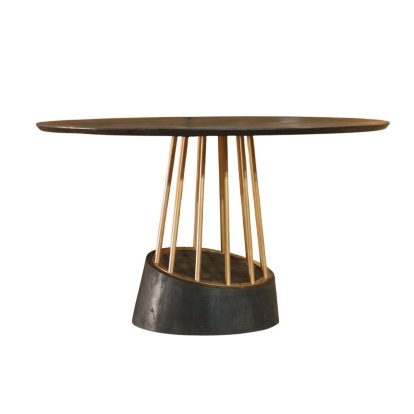 Modrest Cotopaxi Modern Charcoal + Brass Round Dining Table Brown Dining Table 83189 VGNR-NI90202