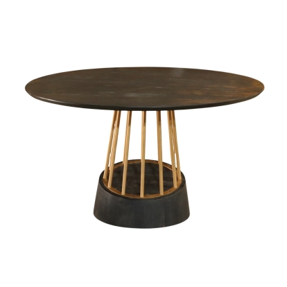 Modrest Cotopaxi Modern Charcoal + Brass Round Dining Table Brown Dining Table 83189 VGNR-NI90202