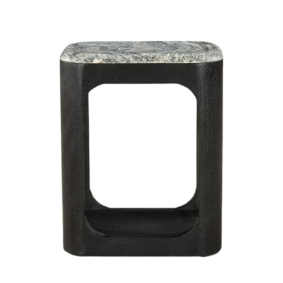 Modrest Marco Modern Black & White Granite End Table Black/White End Table 83192 VGNR-NI90023
