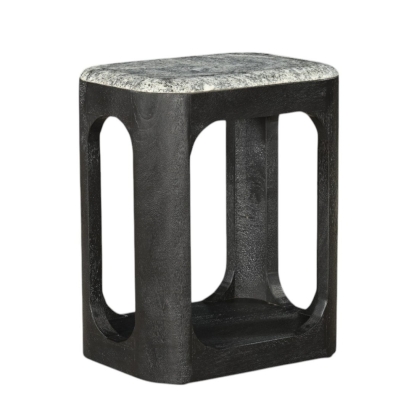Modrest Marco Modern Black & White Granite End Table Black/White End Table 83192 VGNR-NI90023