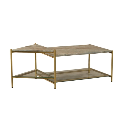 Modrest Mosk Modern Marble + Glass + Brass Coffee Table Brass Coffee Table 83193 VGNR-NI90027