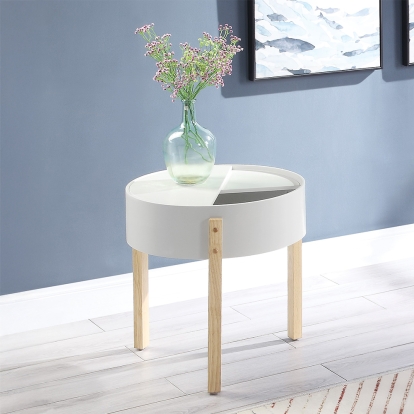 ACME Bodfish White & Natural End Table Model 83217