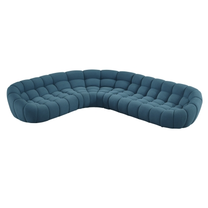 Divani Casa Yolonda Dark Teal Fabric Sectional Sofa Blue Sectional Sofa 83251 VGEV-2126B-TEAL-SECT