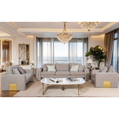 Divani Casa Gaston Modern Taupe Velvet Sofa Set Taupe Sofa Set 83491 VGAH-AG1648-SET-TPE