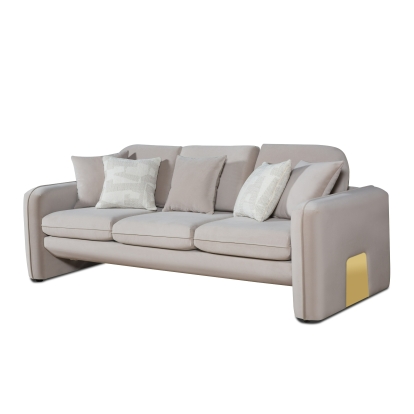 Divani Casa Gaston Modern Taupe Velvet Sofa Taupe Sofa 83265 VGAH-AG1648-3-TPE