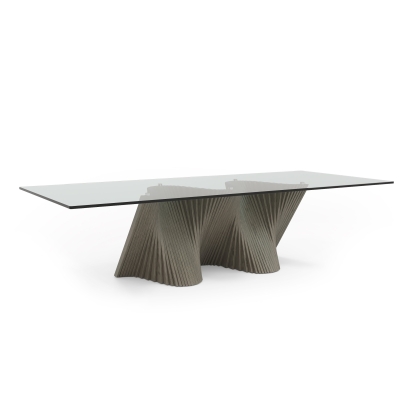Modrest Byer Modern Glass + Grey Ash Dining Table Grey Dining Table 83281 VGCS-DT-21004-GRY