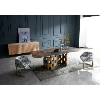 LA Furniture Falzone Modern Ceramic + Wood Dining Table VGVC-T2573 Contemporary Style by Vig Furnitrue Number 83295 Catch Home Goods