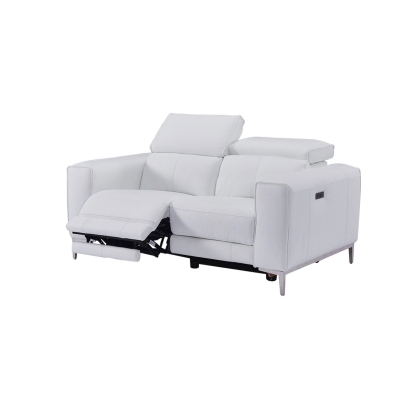 Divani Casa Chignik Modern White Leather Sofa with 2 Recliners White Sofa 83354 VGMB-MB-R318-P2-WHT