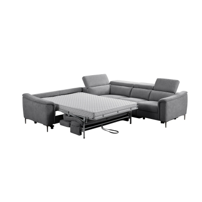 Divani Casa Coffman Modern Grey Fabric Sectional Sofa with Sofa Bed + Recliner Grey Sectional Sofa 83355 VGMB-MB-R351-GRY