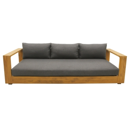 Renava Santorini Outdoor Grey Olefin Fabric + Natural Teak Sofa Grey Outdoor Seating 83430 VGEF-CROVIE-SOFA