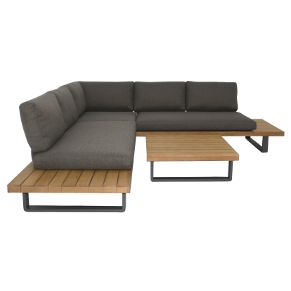 Renava Skaros Outdoor Grey Olefin Fabric + Eucalyptus Sectional Sofa + Coffee Table Set Grey Outdoor Sofa Set 83433 VGEF-BOSTON-SEC