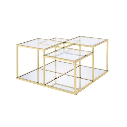 ACME Uchenna Clear Glass & Gold Coffee Table Model 83470