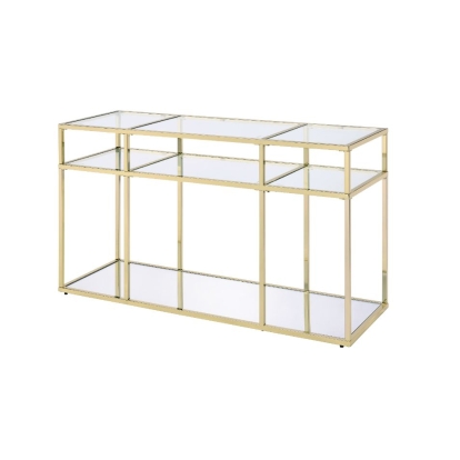 ACME Uchenna Clear Glass & Gold Sofa Table Model 83473