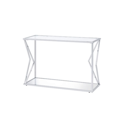 ACME Virtue Clear Glass & Chrome Sofa Table Model 83484